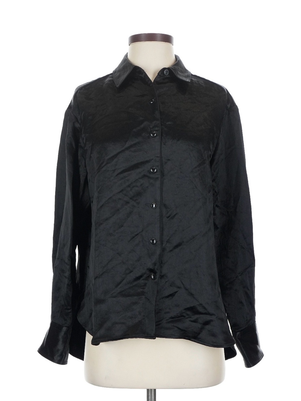 rag & bone Black Satin Button-Front Shirt